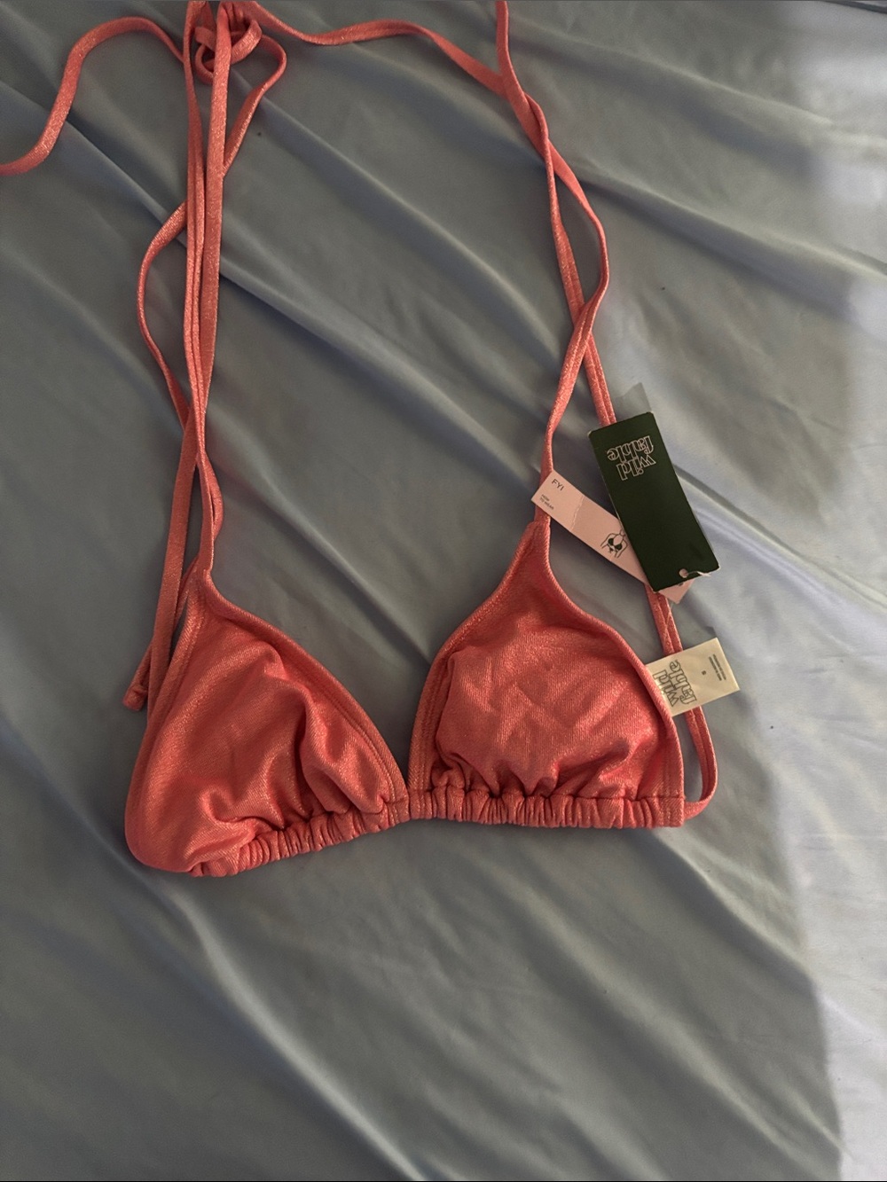 wild fable Shimmer Coral Pink Triangle Bandeau Top